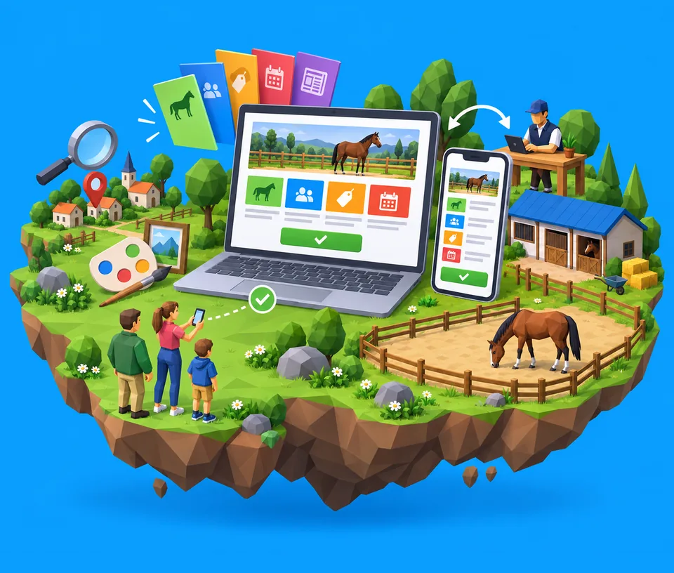 Site internet de centre equestre sur ordinateur